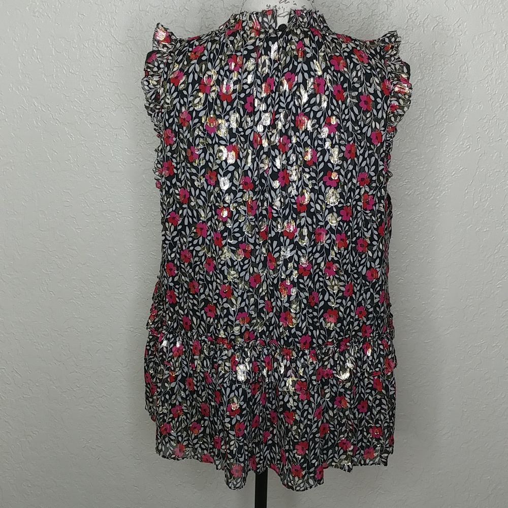 Kate Spade Red Gold Ruffled Blouse - Picture 3 of 5